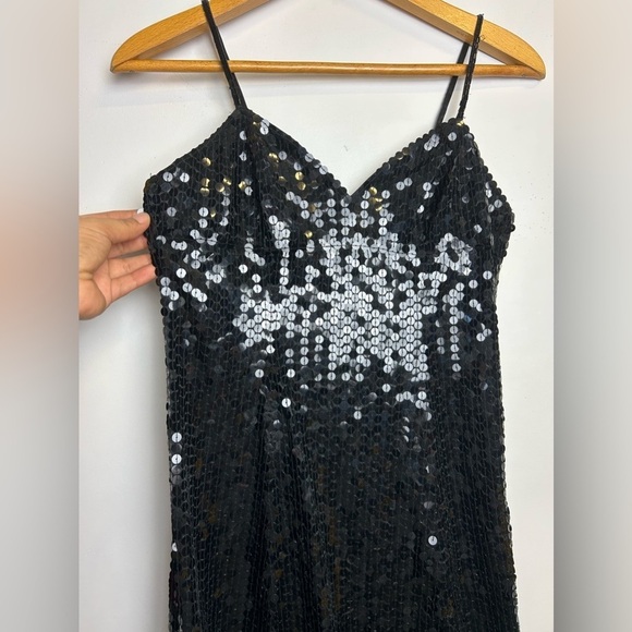 VTG Y2K Micro Mini Dress Niteline Della Roufogali 6 Black Sequin Beaded Hoco - Picture 4 of 15